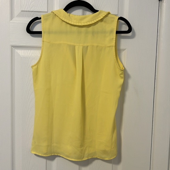 Yellow Short Sleeve Blouse with Flower Buttons - Picture 2 of 2